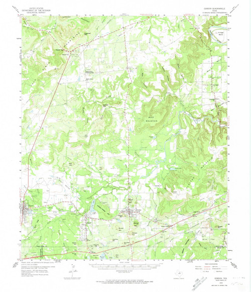Gordon, Texas 1959 (1974) USGS Old Topo Map Reprint 15x15 TX Quad 108538