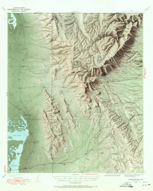 Guadalupe Peak, Texas 1933 (1972) USGS Old Topo Map Reprint 15x15 TX Quad 110478