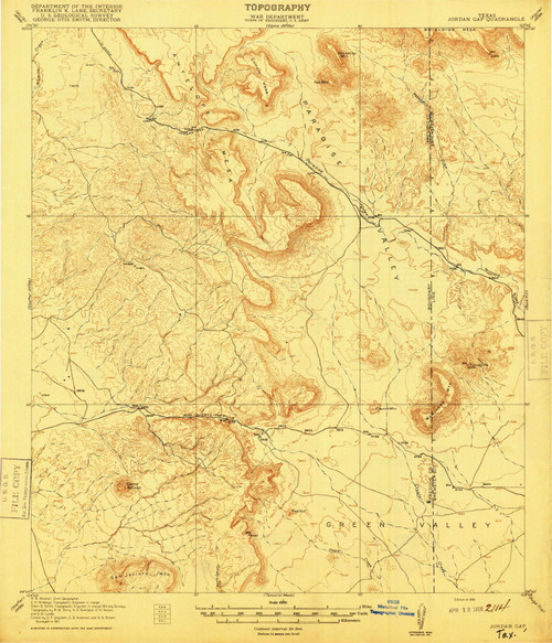 Jordan Gap, Texas 1918 () USGS Old Topo Map Reprint 15x15 TX Quad 128440