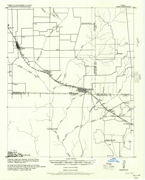 Kemp, Texas 1957 () USGS Old Topo Map Reprint 15x15 TX Quad 109945