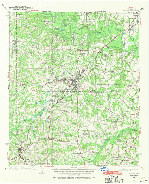 Kilgore, Texas 1936 (1970) USGS Old Topo Map Reprint 15x15 TX Quad 109999