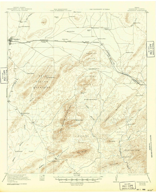 Marathon, Texas 1921 (1949) USGS Old Topo Map Reprint 15x15 TX Quad 109495