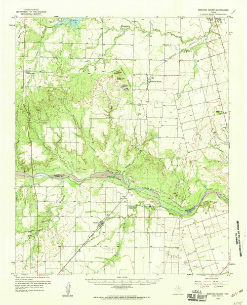 Medicine Mound, Texas 1958 (1959) USGS Old Topo Map Reprint 15x15 TX Quad 109677