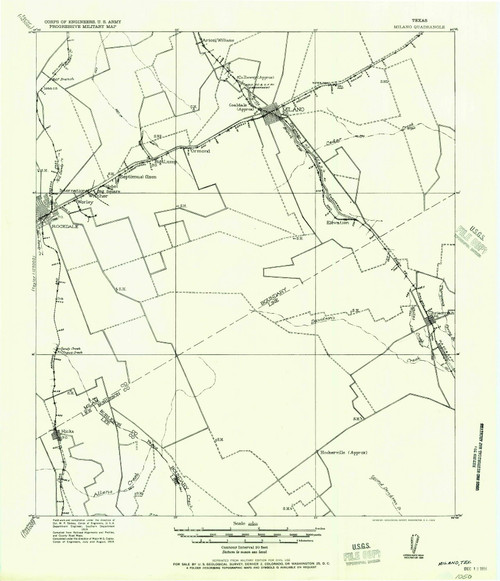 Milano, Texas 1956 () USGS Old Topo Map Reprint 15x15 TX Quad 109766