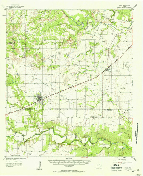 Miles, Texas 1957 (1958) USGS Old Topo Map Reprint 15x15 TX Quad 109769