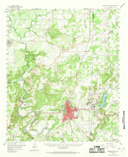Mineral Wells, Texas 1959 (1969) USGS Old Topo Map Reprint 15x15 TX Quad 109796