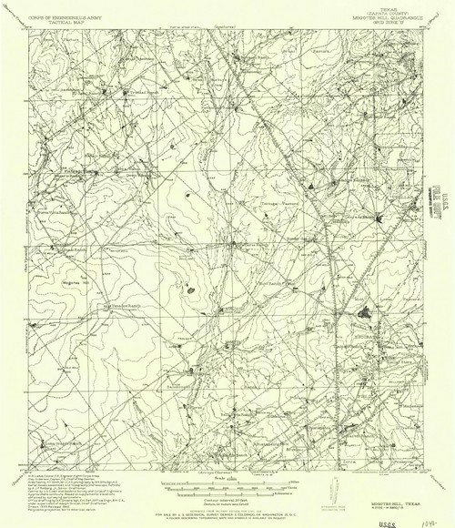 Mogotes Hill, Texas 1956 () USGS Old Topo Map Reprint 15x15 TX Quad 109823