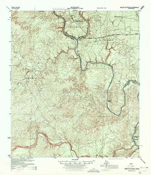 Mouth of Peros, Texas 1944 () USGS Old Topo Map Reprint 15x15 TX Quad 111228