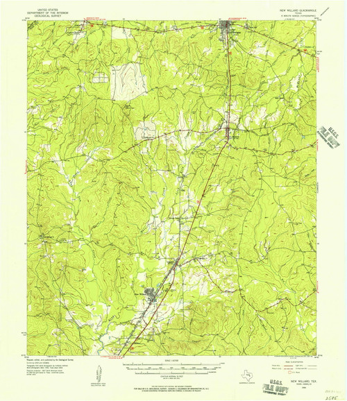 New Willard, Texas 1955 (1957) USGS Old Topo Map Reprint 15x15 TX Quad 115253
