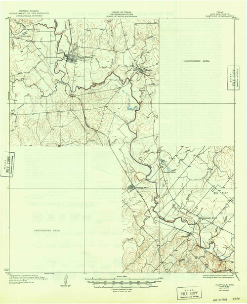 Oakville, Texas 1927 (1949) USGS Old Topo Map Reprint 15x15 TX Quad 115265