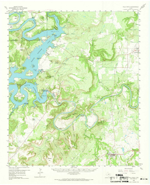 Palo Pinto, Texas 1958 (1969) USGS Old Topo Map Reprint 15x15 TX Quad 116203