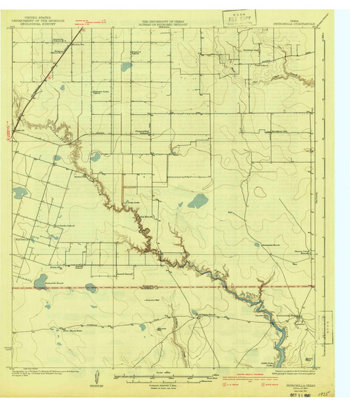Petronila, Texas 1924 (1941) USGS Old Topo Map Reprint 15x15 TX Quad 115276