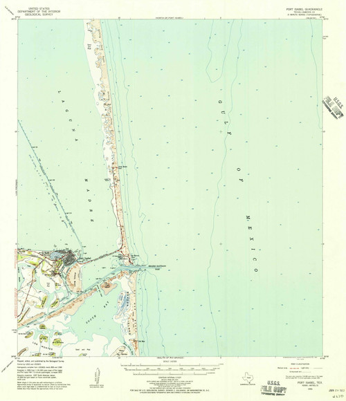 Port Isabel, Texas 1955 (1957) USGS Old Topo Map Reprint 15x15 TX Quad 116372