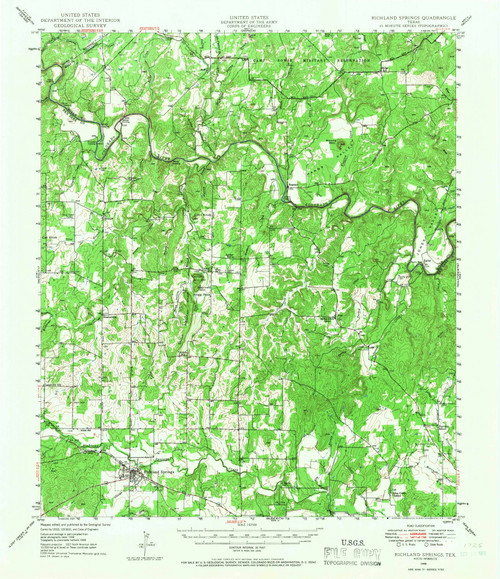 Richland Springs, Texas 1948 (1966) USGS Old Topo Map Reprint 15x15 TX Quad 115310