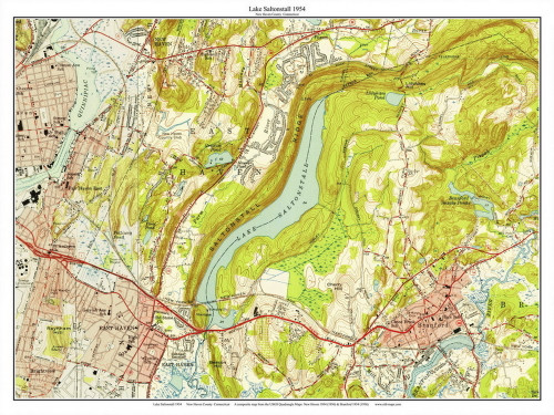 Lake Saltonstall 1954 - Custom USGS Old Topo Map - Connecticut