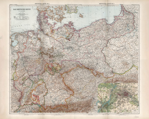Germany 1905  - Old Map Reprint