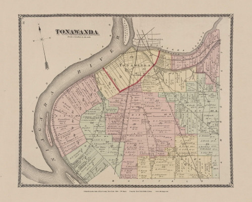 Tonawanda, New York 1880 - Old Town Map Reprint - Erie Co. Atlas 51