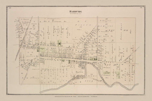 Hamburg Village, New York 1880 - Old Town Map Reprint - Erie Co. Atlas 110-11