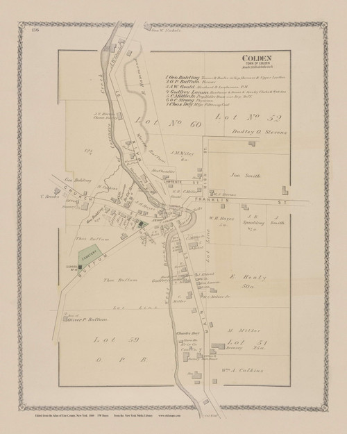 Colden Village, New York 1880 - Old Town Map Reprint - Erie Co. Atlas 136