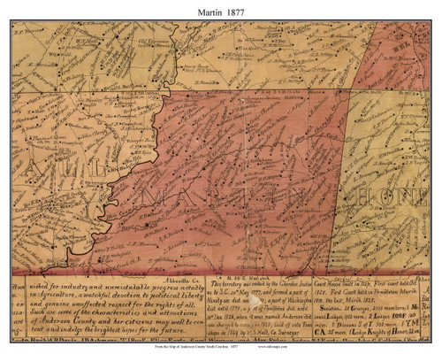 Martin, South Carolina 1877 Old Town Map Custom Print - Anderson Co.