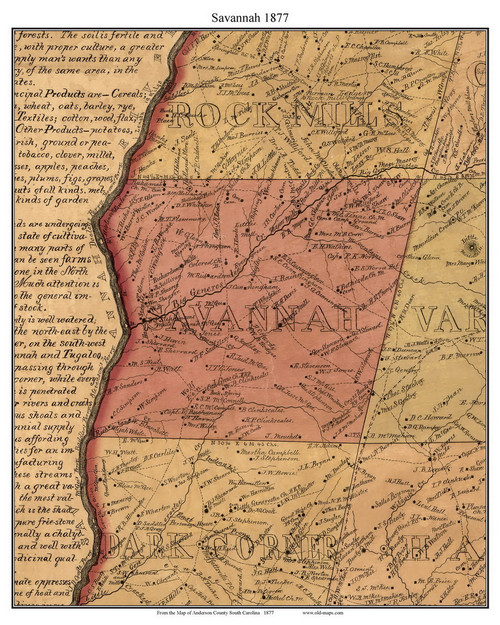 Savannah, South Carolina 1877 Old Town Map Custom Print - Anderson Co.