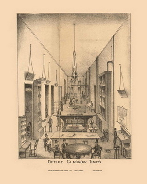 Glasgow Times Office Interior, Kentucky 1879 -  Barren Co.