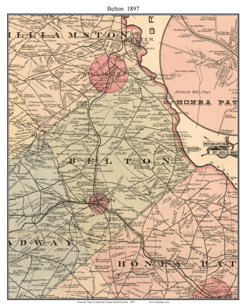 Belton, South Carolina 1897 Old Town Map Custom Print - Anderson Co.