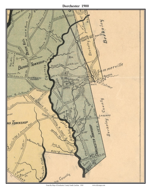 Dorchester, South Carolina 1900 Old Town Map Custom Print - Dorchester Co.
