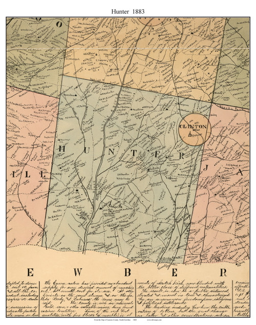 Hunter, South Carolina 1883 Old Town Map Custom Print - Laurens Co.