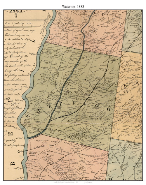 Waterloo, South Carolina 1883 Old Town Map Custom Print - Laurens Co.