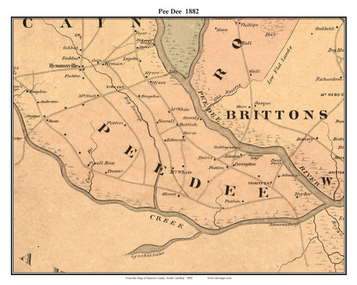 Pee Dee, South Carolina 1882 Old Town Map Custom Print - Marion Co.