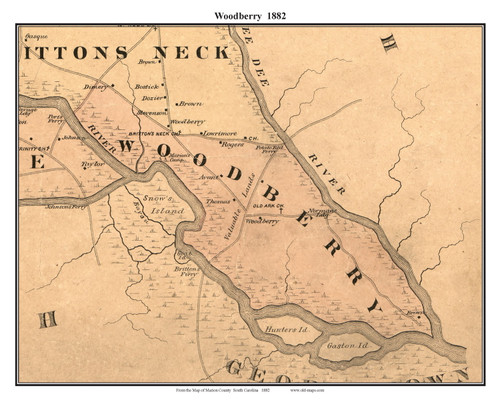 Woodberry, South Carolina 1882 Old Town Map Custom Print - Marion Co.