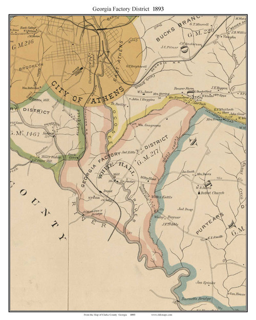 Georgia Factory Georgia 1893 Old Town Map Custom Print - Clarke Co.