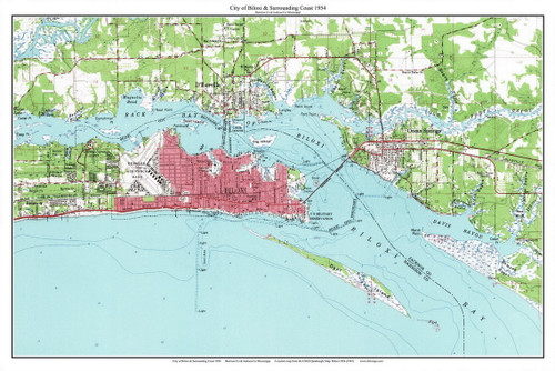 Biloxi  1954 - Custom USGS Old Topo Map - Mississippi