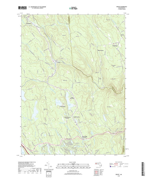 Becket, Massachusetts 2018 () USGS Old Topo Map Reprint 7x7 MA Quad
