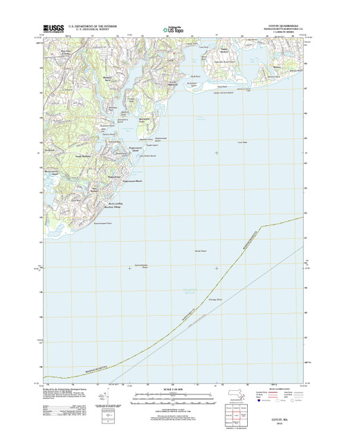 Cotuit, Massachusetts 2012 () USGS Old Topo Map Reprint 7x7 MA Quad