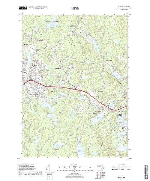 Gardner, Massachusetts 2018 () USGS Old Topo Map Reprint 7x7 MA Quad