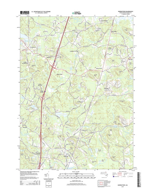 Georgetown, Massachusetts 2015 () USGS Old Topo Map Reprint 7x7 MA Quad