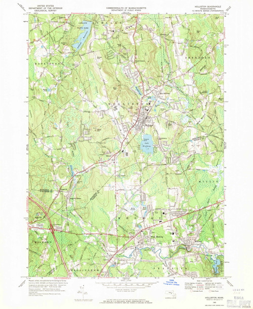 Holliston, Massachusetts 1969 (1971) USGS Old Topo Map Reprint 7x7 MA Quad 350211