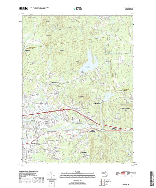 Ludlow, Massachusetts 2018 () USGS Old Topo Map Reprint 7x7 MA Quad