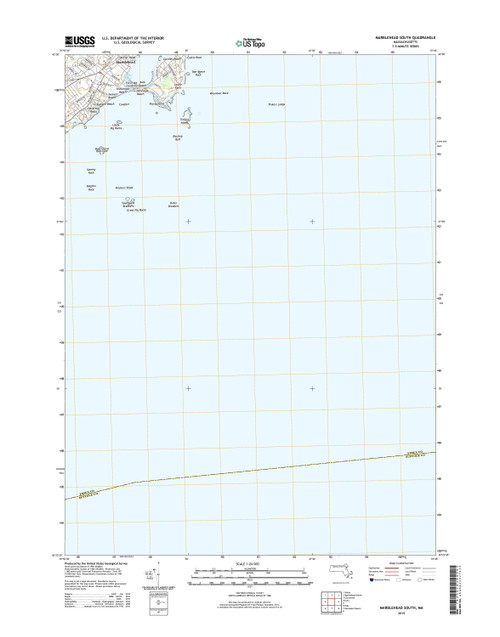 Marblehead South, Massachusetts 2015 () USGS Old Topo Map Reprint 7x7 MA Quad