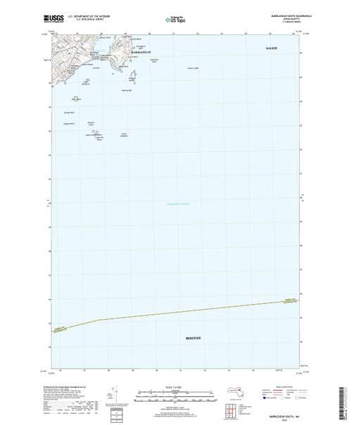 Marblehead South, Massachusetts 2018 () USGS Old Topo Map Reprint 7x7 MA Quad