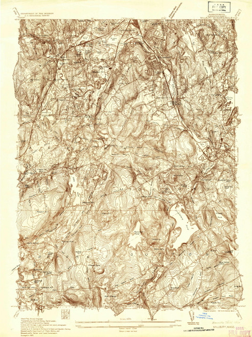 Millbury, Massachusetts 1935 () USGS Old Topo Map Reprint 7x7 MA Quad 350293