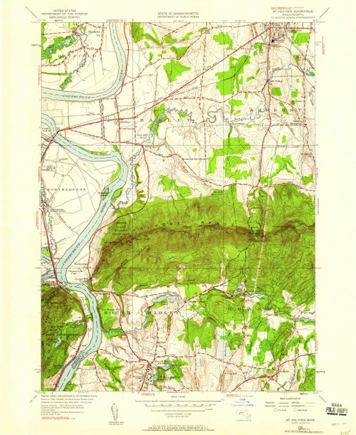 Mt Holyoke, Massachusetts 1947 (1958) USGS Old Topo Map Reprint 7x7 MA Quad 350321