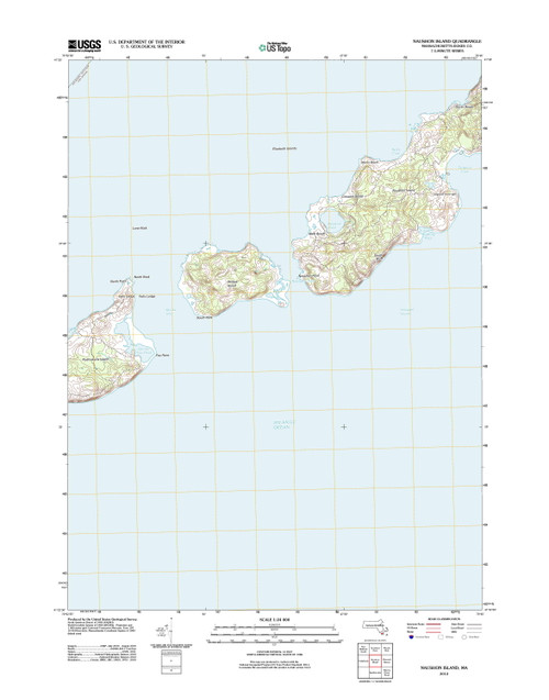 Naushon Island, Massachusetts 2012 () USGS Old Topo Map Reprint 7x7 MA Quad