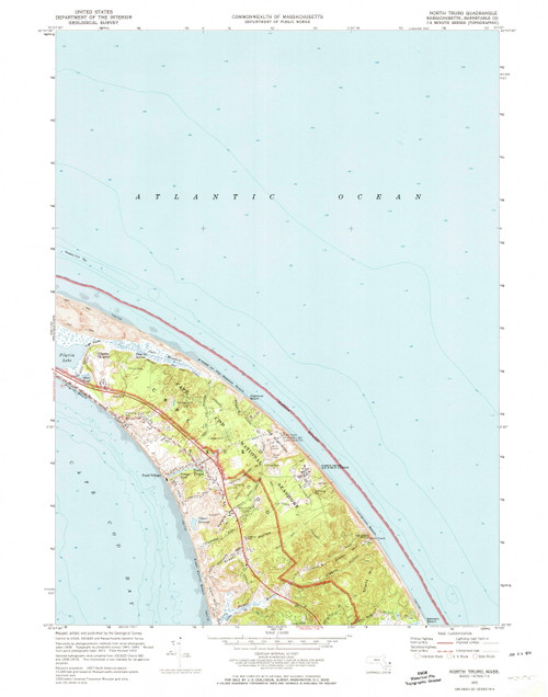 North Truro, Massachusetts 1972 (1974) USGS Old Topo Map Reprint 7x7 MA Quad 350393