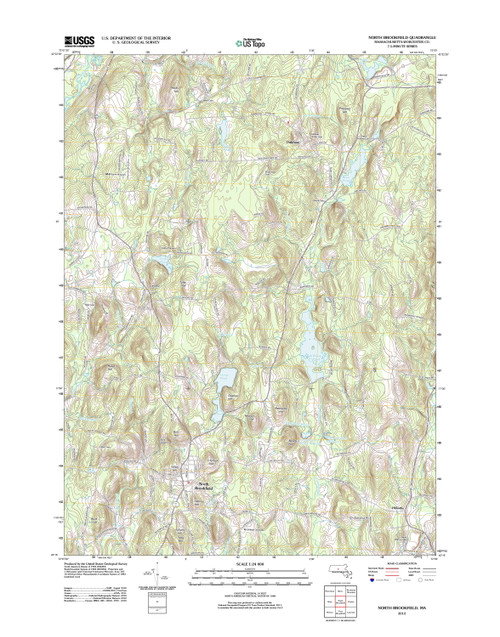 North Brookfield, Massachusetts 2012 () USGS Old Topo Map Reprint 7x7 MA Quad