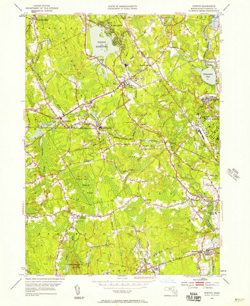 Norton, Massachusetts 1951 (1958) USGS Old Topo Map Reprint 7x7 MA Quad 350403