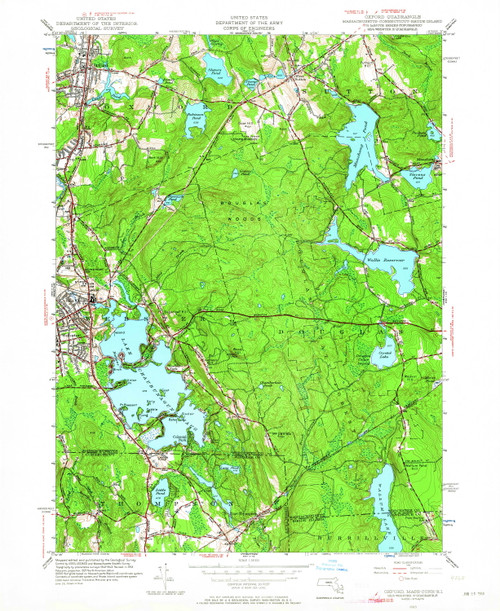 Oxford, Massachusetts 1964 (1964) USGS Old Topo Map Reprint 7x7 MA Quad 350436