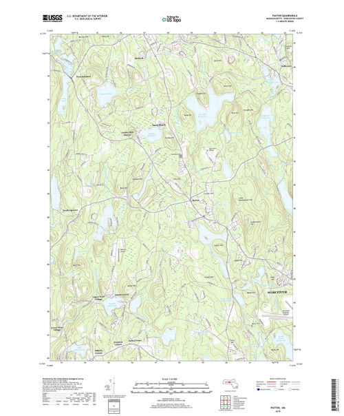 Paxton, Massachusetts 2018 () USGS Old Topo Map Reprint 7x7 MA Quad